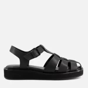 Dune Womens Loch Leather Fisherman Sandals - Black - UK 5