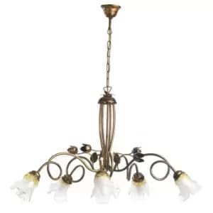 Onli Arianna 5 Light Flower Multi Arm Pendant Ceiling Light, Bronze