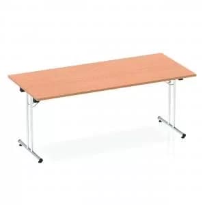 Sonix Rectangular Chrome Leg Folding Meeting Table 1800x800mm Oak Ref