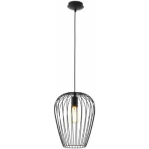 Hanging Ceiling Pendant Light Black Wire Cage 1 x 60W E27 Hallway Feature Lamp