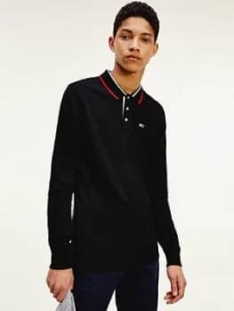 Tommy Jeans Tjm Stretch Slim Long Sleeve Polo Shirt - Black