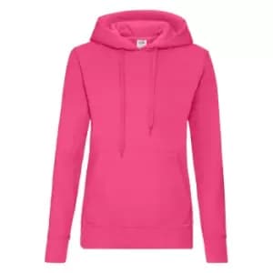Fruit Of The Loom Ladies Lady Fit Hooded Sweatshirt / Hoodie (S) (Fuchsia)
