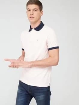 Barbour Contrast Collar Polo Shirt - Pink, Size L, Men