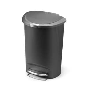 Simplehuman 50L Semi Round Plastic Pedal Bin - Grey