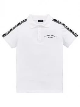 Diesel Boys Tape Logo Short Sleeve Polo - White