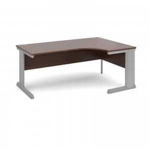 Vivo Right Hand Ergonomic Desk 1800mm - Silver Frame Walnut Top