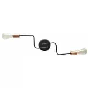 Helam Tube Multi Arm Semi Flush Ceiling Light Black, Copper 54cm