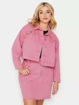 Yours Coloured Cropped Jacket Pink, Size 16, Women