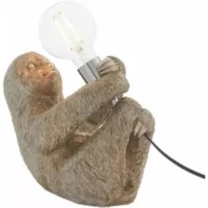 Vintage Silver Sloth Table Light - Resin Figure - Chrome Plated Lamp Holder