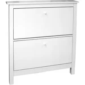STOWE - 8 Pair 2 Drawer Shoe Storage Organiser Cabinet - White - White