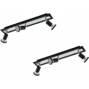 2 pack Wall Ceiling 3 Spot Light Colour Black Chrome Shade & Back Plate GU10 5W