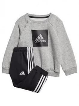 Adidas Infants Three Stripe Logo Sweat And Jogger - Grey Heather