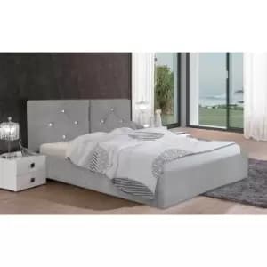 Cubana Bed Double Plush Velvet Silver