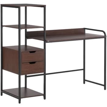 Homcom - Home Office Work Desk w/ Side Shelves & Drawers Computer Writing Table