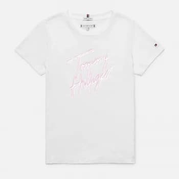 Tommy Hilfiger Girls Script Print T-Shirt - White - 12 Years