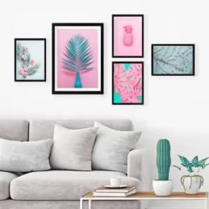 SET_025 Multicolor Decorative Framed Painting (5 Pieces)