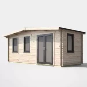 Power 8' x 18' Chalet Log Cabin - Right Side Double Door