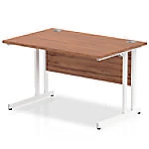 Impulse 1200/800 Rectangle White Cantilever Leg Desk Walnut