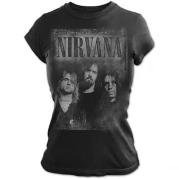 Nirvana - Faded Faces Ladies Large T-Shirt - Black