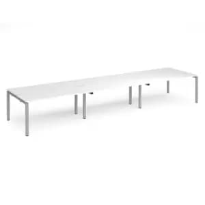 Dams Adapt triple back to back desks 4800mm x 1200mm - silver frame, white top