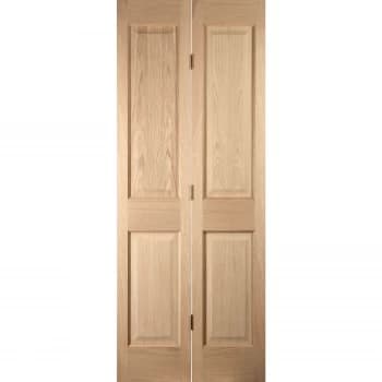 4 Panel White Oak Veneer Internal Bi-Fold Door - 610mm Wide