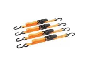 Silverline 648419 Rubber-Handled Ratchet Tie Down Strap S-Hook 4m x 25mm 4pk Rated 250kg Capacity 735kg