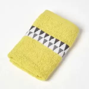 HOMESCAPES Geometric 100% Cotton Face Cloth, Ochre - Ochre