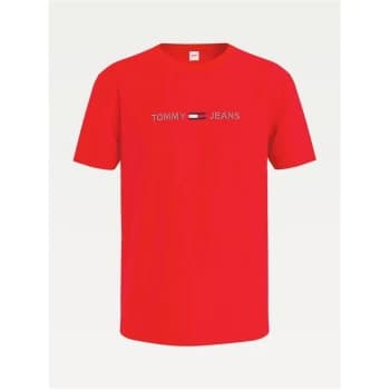 Tommy Jeans 3D Linear Logo T Shirt - Deep Crimson