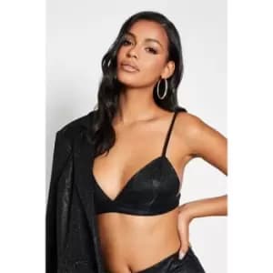 I Saw It First Glitter Triangle Bralet - Black