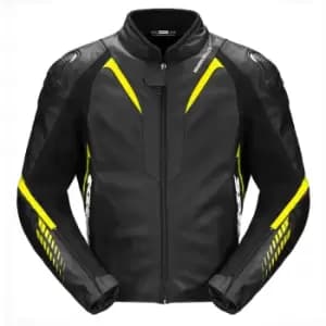 Spidi NKD-1 Motorcycle Leather Jacket, black-yellow, Size 48, black-yellow, Size 48