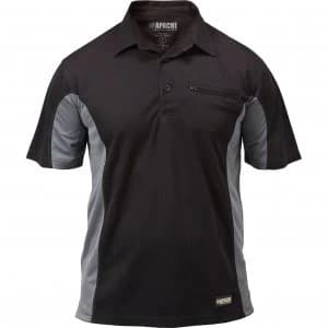 Apache Mens Dry Max Polo Shirt Black / Grey 2XL
