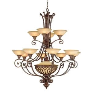 12 Light Multi Arm Chandelier British Bronze Finish, E27