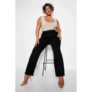 I Saw It First Black Plus Size Comfort Stretch Split Hem Mom Jeans - Black
