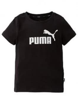 Puma Boys Essential Logo Short Sleeve T-Shirt - Black