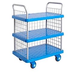 PROPLAZ PPS98Y Three Tier Trolley, Mesh Side & Ends, 300kg