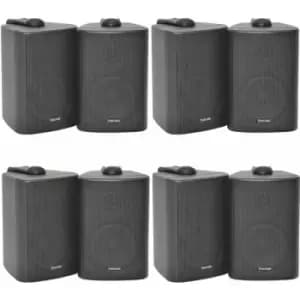 8x 70W 2 Way Black Wall Mounted Stereo Speakers 4 8Ohm Compact Background Music