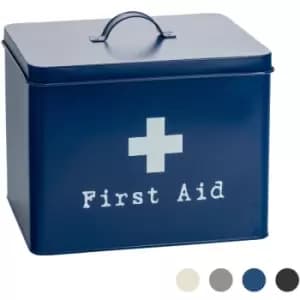Harbour Housewares - Vintage Metal First Aid Box - 29cm - Navy
