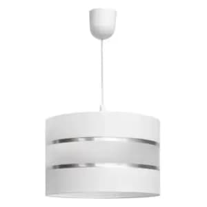 Helen Cylindrical Pendant Ceiling Light White, Silver 35cm