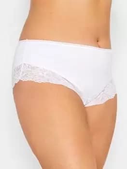 Yours Lace Trim High Waist Brazilian Short, White, Size 18-20, Women