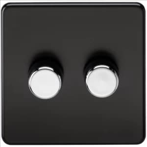 KnightsBridge 60-400W 2G 2 Way 230V Screwless Matt Black Electric Dimmer Switch