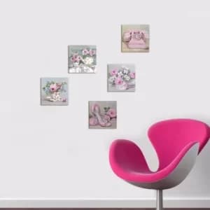 UTB036 Pink Green Decorative MDF Painting (5 Pieces)