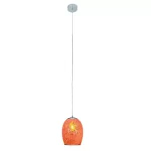 Crackle 1 Light Ceiling Pendant Chrome, Orange with Mosaic Glass Shade, E27