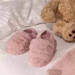 totes Pink Faux Fur Kid's Slingback Slippers Pink