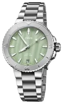 ORIS 01 733 7770 4157-07 8 18 05P Aquis Date Seafoam Green Watch