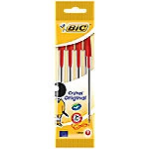 BIC Cristal Original Ballpoint Pen Medium 0.4mm Red Pack of 4