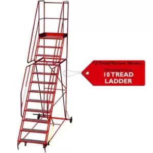 10 Tread HEAVY DUTY Mobile Warehouse Stairs Anti Slip Steps 3.25m Safety Ladder