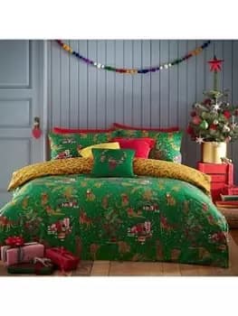 Furn Purrfect Christmas Duvet Cover Set - Green