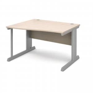 Vivo Left Hand Wave Desk 1200mm - Silver Frame Maple Top