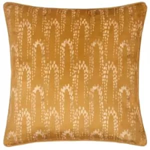 Wisteria Printed Velvet Cushion Gold / 50 x 50cm / Polyester Filled