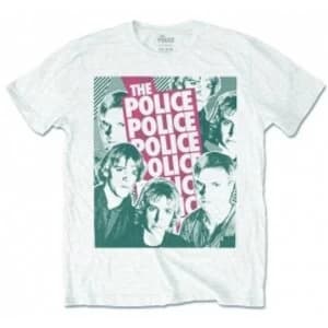 The Police Halftone Faces Mens White Tshirt: Large